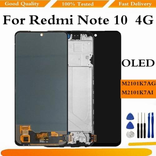 For Xiaomi Redmi Note 10 4G LCD With Frame M2101K7AG Touch Panel Screen Digitizer For Redmi Note10 Display M2101K6G