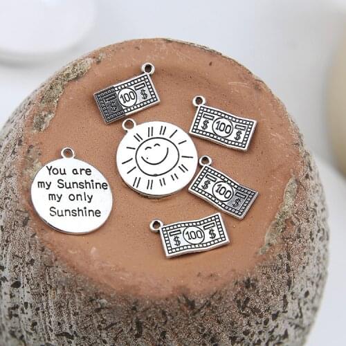 10pcs Vintage Ancient Dollar Coin Round Arrings Set For Women Men Sun Smile Earrings Material Necklace Accessories Diy Jewelry