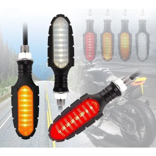 2/4 PCS 16LED Grenade Shape Flowing Water Turn Signal Brake Turn and Tail Light for Motorcycle Multifunctional Lighting
