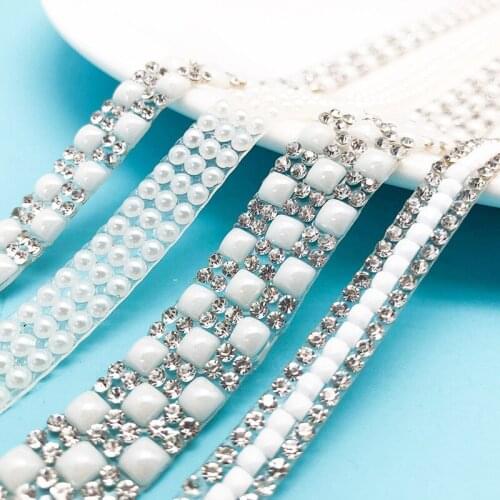 90cm Rhinestones Crystal Hot Fix Flat Back Strasse Sewing & Fabric Garment Wedding Dress Costume Applique