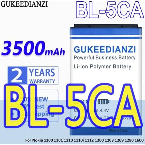 High Capacity GUKEEDIANZI Battery BL-5C BL-5CA 3500mAh For Nokia 1100 1101 1110 1110i 1112 1200 1208 1209 1280 1600