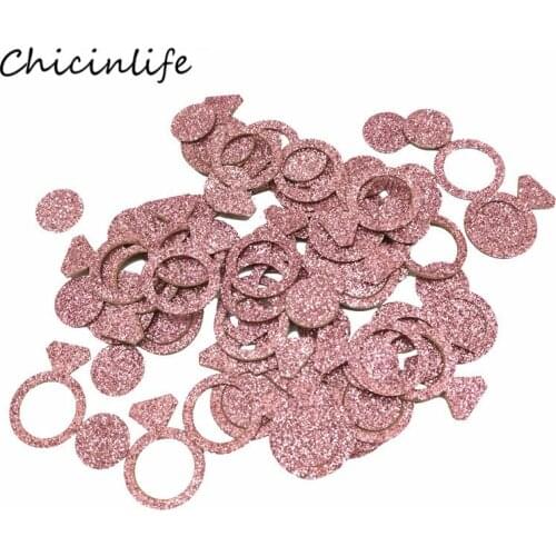 Chicinlife 1pack Glitter Rose gold Diamond Ring Paper Confetti Wedding Bridal Shower Party Decoration Gold Round Confetti