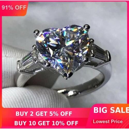 Choucong Heart Shape Promise Ring 12mm AAAAA cz 925 Sterling Silver Engagement Wedding Band Rings for women Statement Jewelry