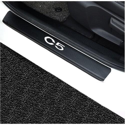 For Citroen C5 Door Threshold Plate Car Door Sill Step Plate Carbon Fiber Pu leather Car-Styling