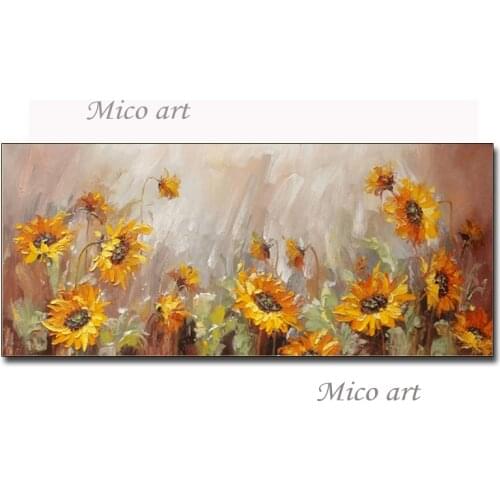Sunflower Oil Painting Unframed Heavy Textured Thick Flower Oil Painting Canvas Wall Pictures Art Wall Paintings For Hotel Room