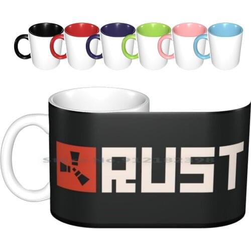 Rust Logo Ceramic Mugs Coffee Cups Milk Tea Mug Rust Games Fun Meme Logo Game Survival Survive Radiation Facepunch Studio