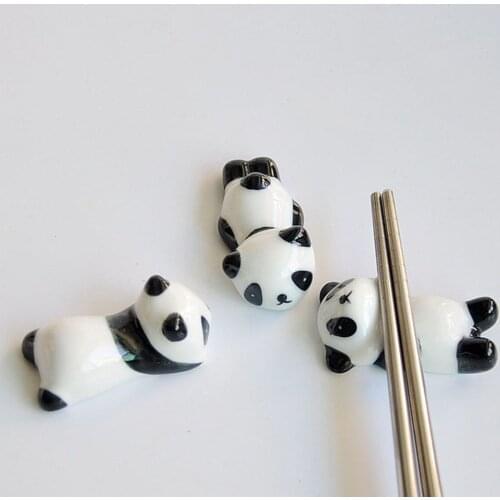11.11 Hot Sale Ceramic Chopsticks Cartoon Holder Rack Panda Chopsticks Holder Mat Chopsticks Care Fashion Kitchen Tableware