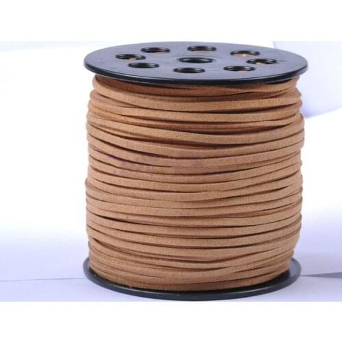 Coffe Faux Suede Velvet Leather Cord Thread +100yards/ Roll DIY Jewelry Bracelet Necklace Rope String Accessories 3mm X 2mm