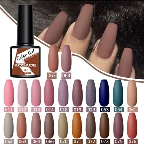 KOSKOE Brown Coffee Color Gel Nail Polish Matte Effect 8ml Autumn Winter Style Semi Permanent Hybrid Varnish Soak Off UV LED Gel