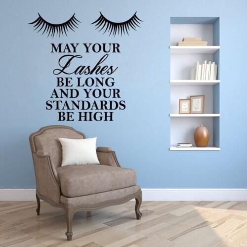 Beautiful Lashes Vinyl Wall Sticker Girl Eyelashes Quote Decals Make Up Beauty Salon Bedroom Decor Living Room Decoration G132