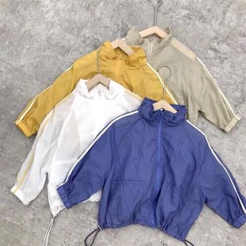Boys Girls Jacket Sport Suit Sunscreen Clothes Kids Summer Clothes Korean Zipper Shirt Sunbreaker Children Clothing Girl
