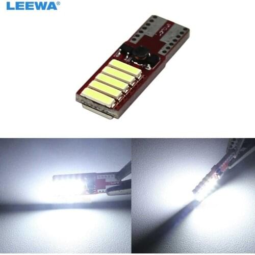LEEWA 2pc White T10 W5W 5W 10 SMD 7020 Chip Canbus No Error Car Clearance Lamp Reading LED Light 6500K 400lm #CA5315