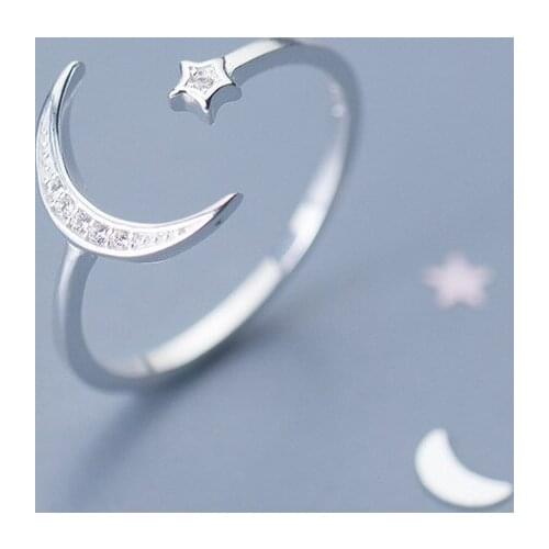 Personality Retro Crystal Moon Star Rings For Women Charm Engagement Rings Men Vintage Knuckle Finger Jewelry 2020