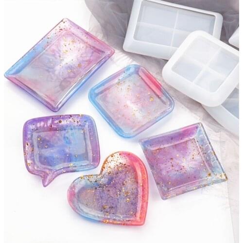 Storage Tray Silicone Molds Jewelry Display Storage Box Silicone Mold Square Heart Shape Plate Coaster Mould Jewelry Making