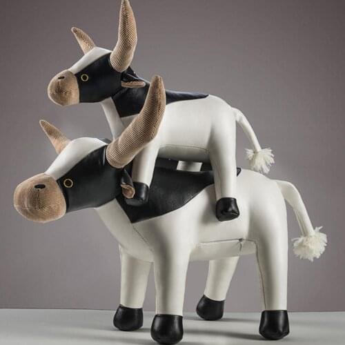 Cute standing cow doll plush toy leather PP cotton filled car decoration creative pluszaki home decor juguetes ni?os holiday gif