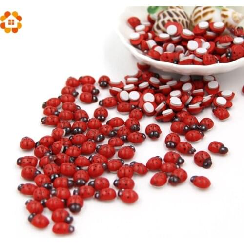Mini 1Pack=100PCS/Lot Red Wooden Ladybug Sponge Self-adhesive Stickers Cute Baby Fridge Magnets For Scrapbooking Home Decoration