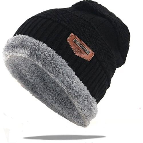 Fashion Winter beanies 100% cotton flexible warm knitted beanie hat with thicker wool men women outdoor Skullies ski cap