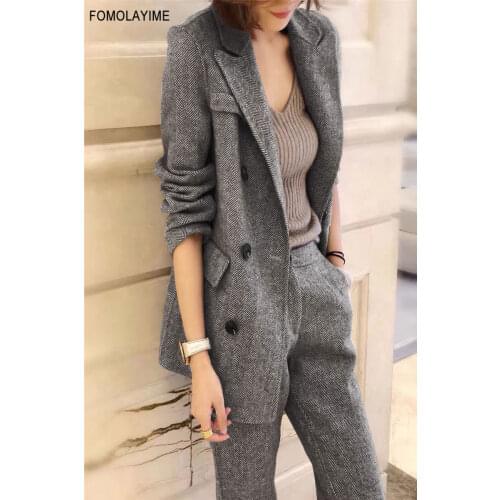 Fashionable Temperament Female Business Suit Casual Trousers Double-breasted Professional Two-piece Suit