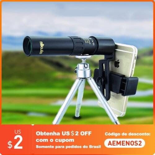 4K 10-300X40mm Super Telephoto Zoom Monocular Telescope With Tripod & Clip Light Night Vision Supports Smartphone Portable