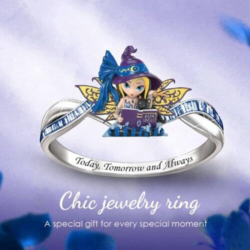 Cheap Fashion Jewelry Independent Jewelry Womens Ring Wholesale Womens Engagement Ring Butterfly Witch and Cute Kitty Reading