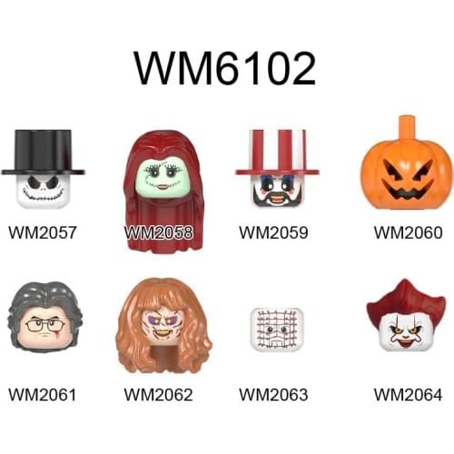 Single New movie Halloween Horror Theme Pennywise Sally Pumpkin Figures Head accessories Building Blocks toys Series-091-WM6102
