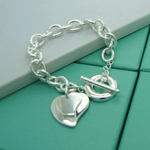 925 Sterling Silver Double Heart Pendant Bracelet For Woman Wedding Engagement Fashion Charm Party Gift