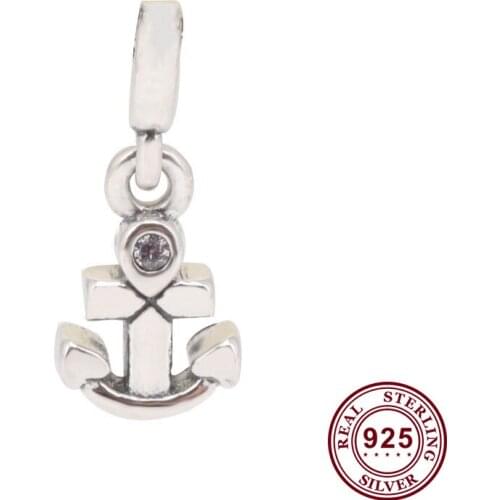 Original 925 Sterling Silver Charm Creative Boat Anchor Pendant Fit Pandora Women Bracelet & Necklace Diy Jewelry