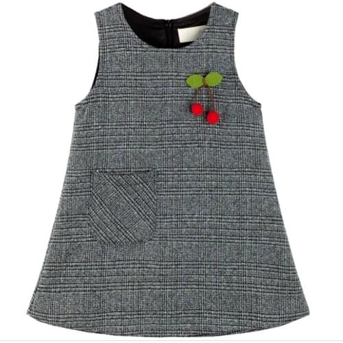 Girls Dresses Newborn Baby Plaid Sleeveless Woolen Princess Dress Lovely Vest Dress for Girl Warm Autumn Child Baby