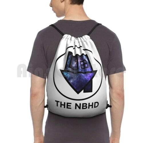 - Galaxy Print Backpack Drawstring Bags Gym Bag Waterproof Nbhd Space Galaxy Moon Nebula Stars Neighborhood