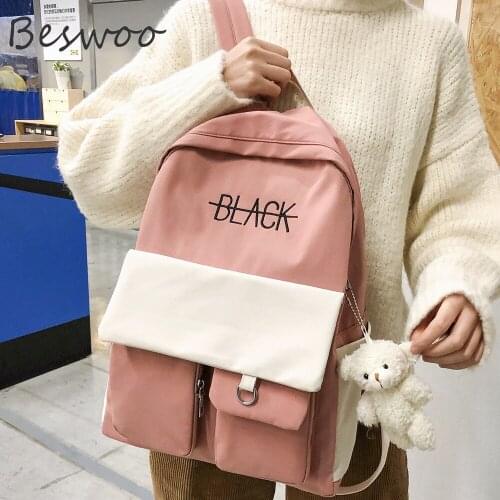 Student School Bags for Teenage Girls Harajuku ulzzang Cute Lady Bags Cotton Fabric Fashion Kawaii School Bag Womens Backpacks