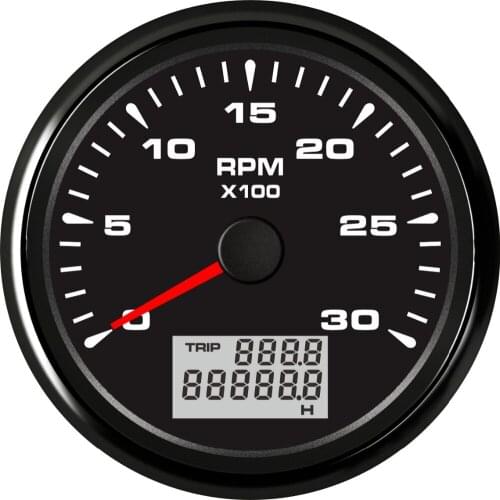 1pc Marine 85mm 0-3000RPM Tachometer Gauge Tuning Sus316L Bezel Rev Counter with Odo Hour Meters Lcd and 8 Kinds Backlight Color