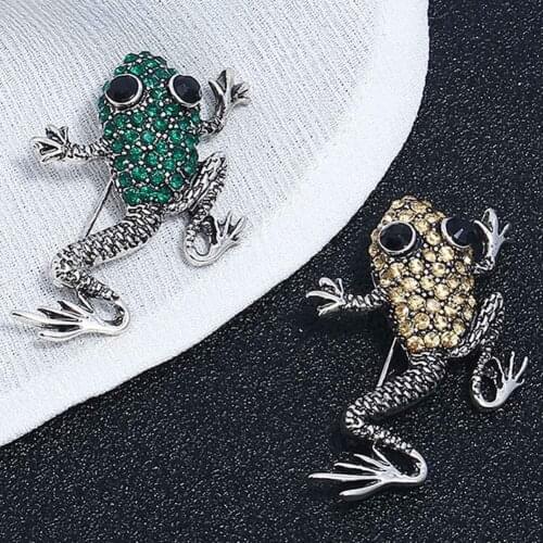 Creative Vintage Men Women Rhinestone Inlaid Frog Animal Brooch Pin Suit Lapel Accessory Animal breast For Woman Party Gifts