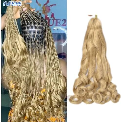 Yufeihe 24" Spiral Curls Synthetic YaKi Hair Bundles Loose Wave Braiding Hair Crochet Braids Color Freetress Wavy Hair Extension