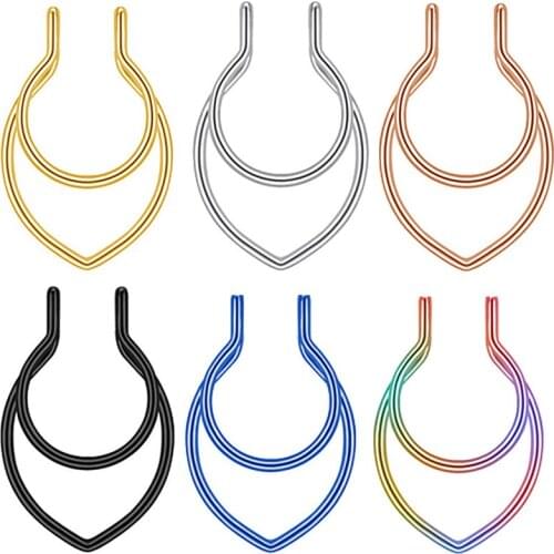 1Pcs 8mm Fake Nose Piercing Fake Nose Ring Hoop Septum Rings Surgical Steel Colorful Fake Piercing Nose Piercings Jewelry New