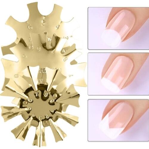 1pc Gold Silver Nail Art Edge Metal Trimmer Easy French Smile Nail Form Cutter Line Manicure Template Nail Styling Tool GL1834