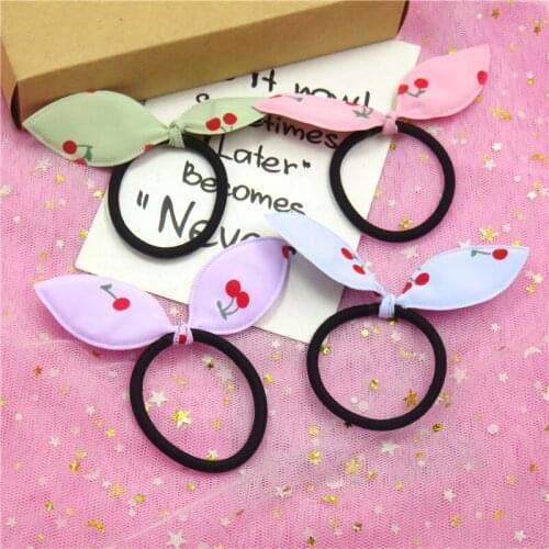 1PCS Cute Cherry rabbit ears Elastic Hair Bands durag rim on the head Scrunchie Korean Rubber Bands Hair Accessories For Women