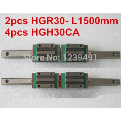 2pcs HIWIN linear guide HGR30 -L1500mm with 4pcs linear carriage HGH30CA CNC parts