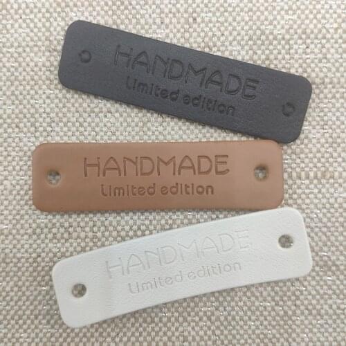 24 pcs handmade Letter Garment Labels Leather Tags Rectangle Embossed Label DIY For Garment Sewing Accessory
