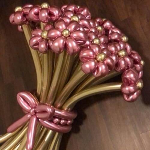 30/50/100pcs Metallic Latex Balloons Long Shape Metal Chrome Magic Tying Twisting Balloon Wedding Birthday Decoration Supplies