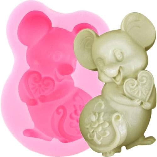 3D Heart Mouse Handmade Soap Silicone Mold Fondant Cake Decorating Tools Chocolate Gumpaste Moulds Resin Clay Candy Molds
