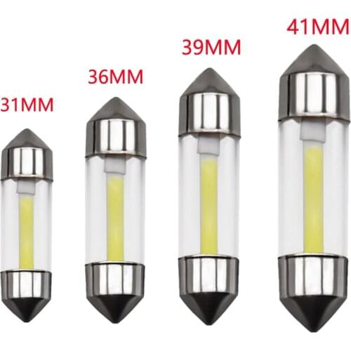 4pcs Led C5W 31/36/39/41mm COB Glass Car Interior Light Auto Festoon Lamp Vehicle Dome Reading Door Bulb White 12V DC