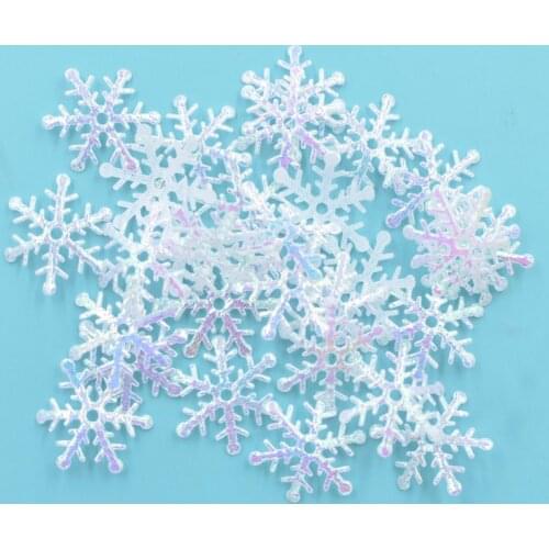 200Pcs 20mm Iridescence Snowflake AB Cloth Appliques Wedding/Party/Christmas Decor Accessories Patches DIY Tree Ornament S87