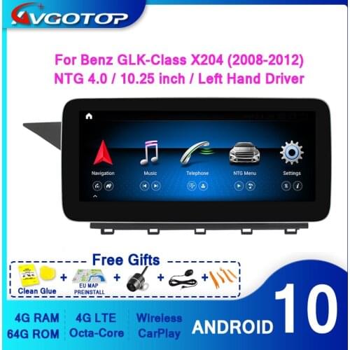 AVGOTOP Android 10 GPS Car Radio for MERCEDES-BENZ GLK 220 X204 2008-2012 NTG4.0 NTG4.5 LHD Vehicle Navigation System