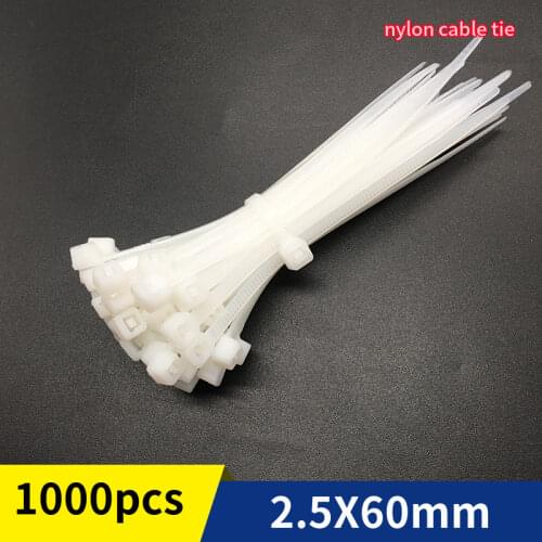 Free Shiping 60mm 2.4" 100pcs Self-locking Nylon Cable Ties White Black Plastic Zip Tie 18 lbs Approved Loop Wire Wrap Zip Ties
