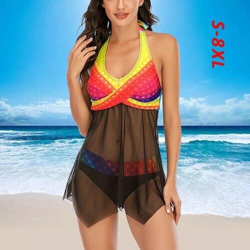 Print Bikini 2021 High Waist Bikini Vintage Tankini Padded Swimsuit Brazilian Ruffle Swimsuit Plus Size Swimwear Mujer