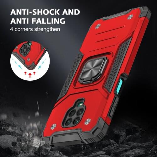 Armor Case For Xiaomi Mi 11 K40 Poco X3 NFC M3 Redmi Note 10 9 8 Pro Max 9S 9T 5G 8A 9S Prime 9A 9C Metal Ring Stand Phone Cover