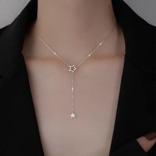 Metal Geometry Star Crystal Pendant Necklace for Women Vintage Contracted Joker Sweater Chains Choker New Necklace 2021 Party