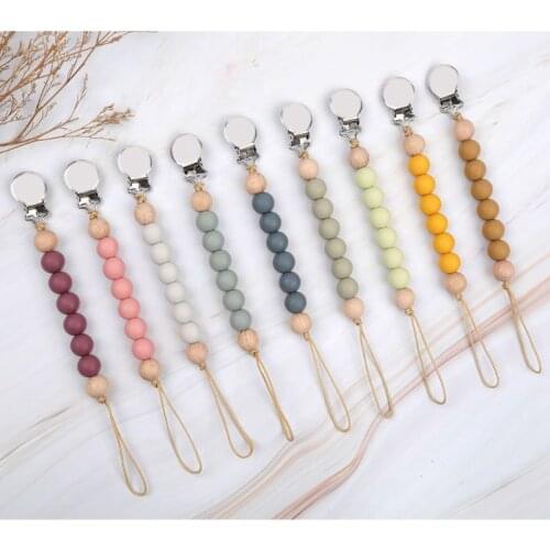 Dummy Clips Baby Boys Girls Pacifier Chain Silicone Teething Relief Toys Beads Soothie Pacifier Holder Clips Baby Shower Gift