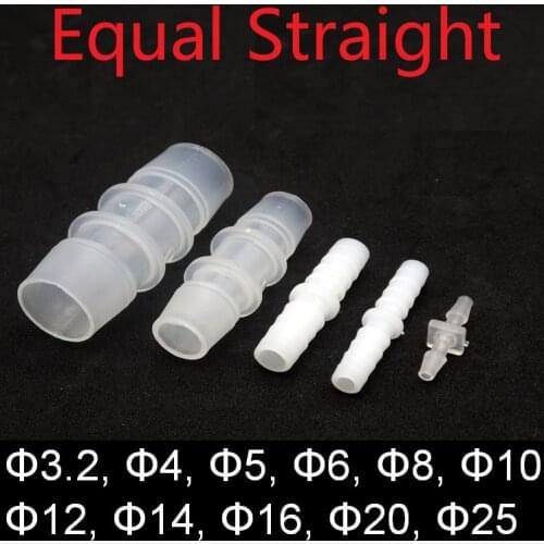 Dia 3.2mm~25mm Water Connector PP PE Food Grade Equal Straight In-line Pipe Tube Hose Irrigate Joint Adapter Tapered Head Clear