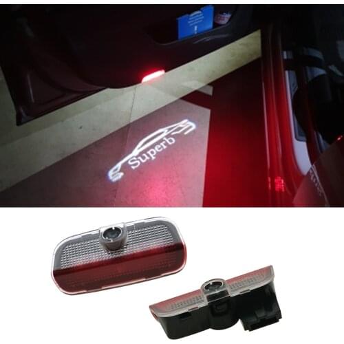 FOR superb LOGO Car LED Door Warning Light Projector Ghost Shadow Light Welcome Light For Superb light 2009-2015